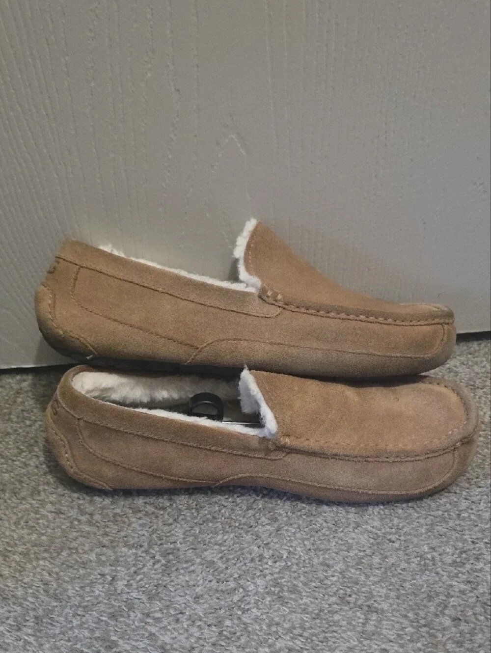 UGG Men's Chestnut Suede Slip-On Loafers with Shearling Lining